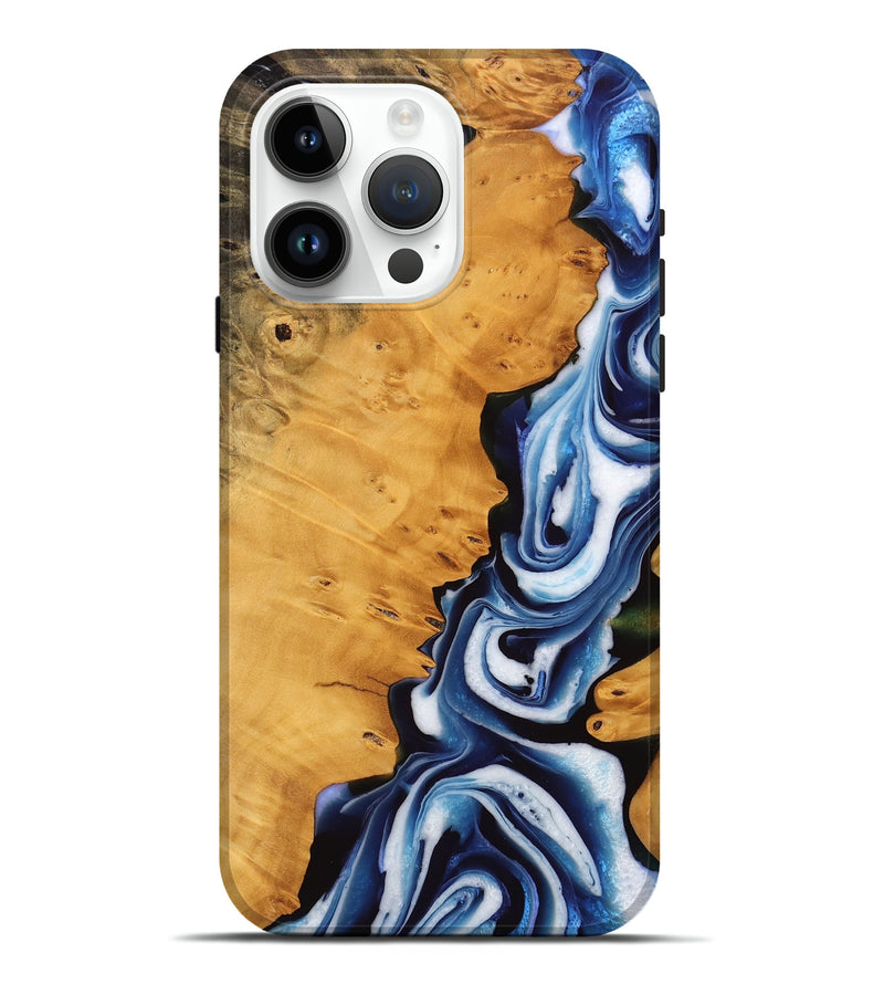 iPhone 15 Pro Max Wood Live Edge Phone Case - Sharone (Blue, 745039)
