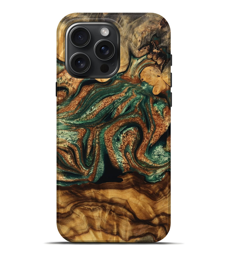iPhone 16 Pro Max Wood Live Edge Phone Case - Bethany (Green, 745064)