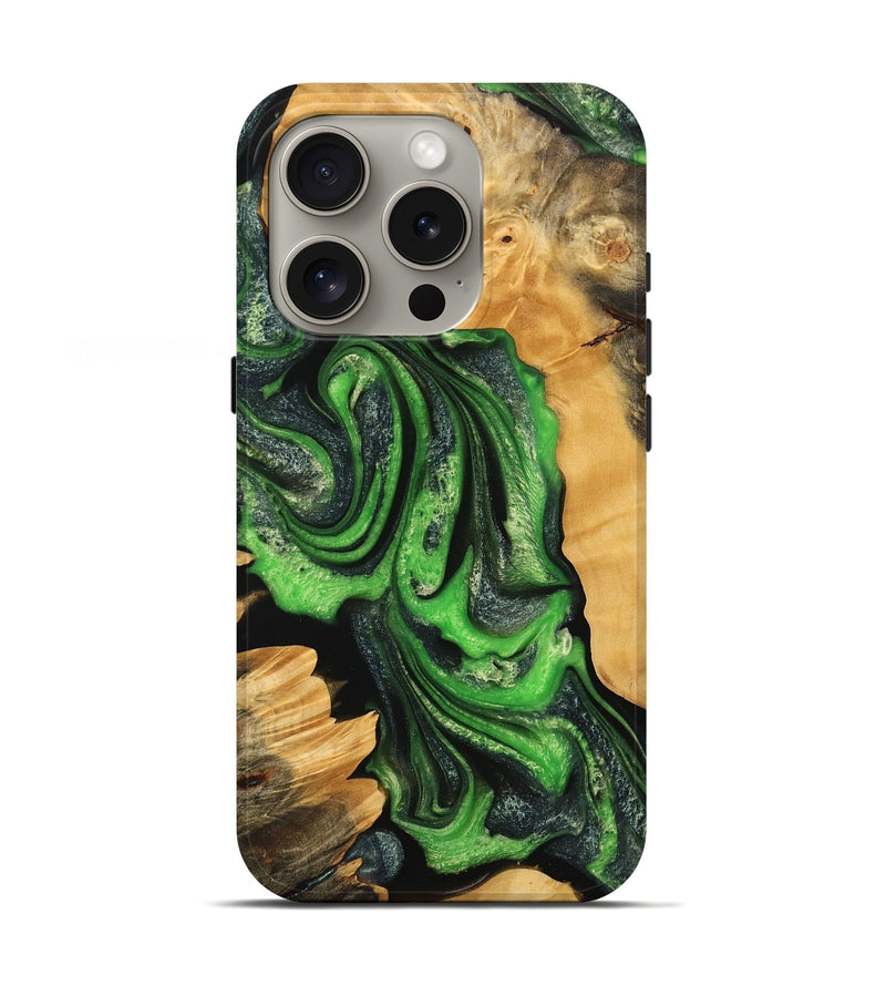 iPhone 16 Pro Wood Live Edge Phone Case - Nicki (Green, 745065)