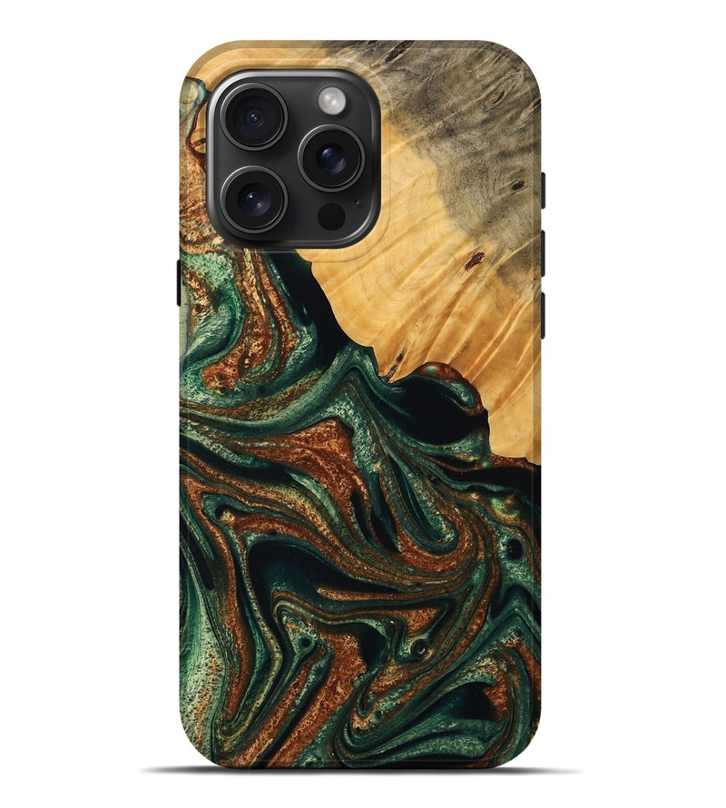 iPhone 16 Pro Max Wood Live Edge Phone Case - Rashida (Green, 745066)