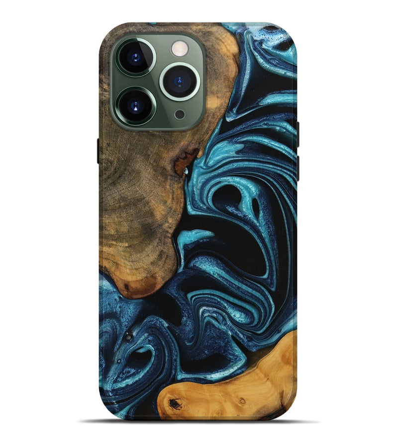 iPhone 13 Pro Max Wood Live Edge Phone Case - Kelsy (Blue, 745071)