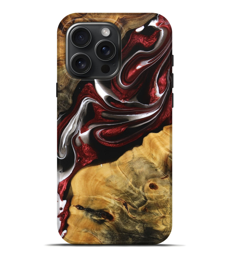 iPhone 16 Pro Max Wood Live Edge Phone Case - Yehuda (Red, 745277)