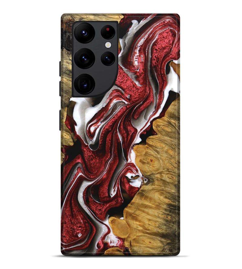 Galaxy S22 Ultra Wood Live Edge Phone Case - Jessee (Red, 745278)