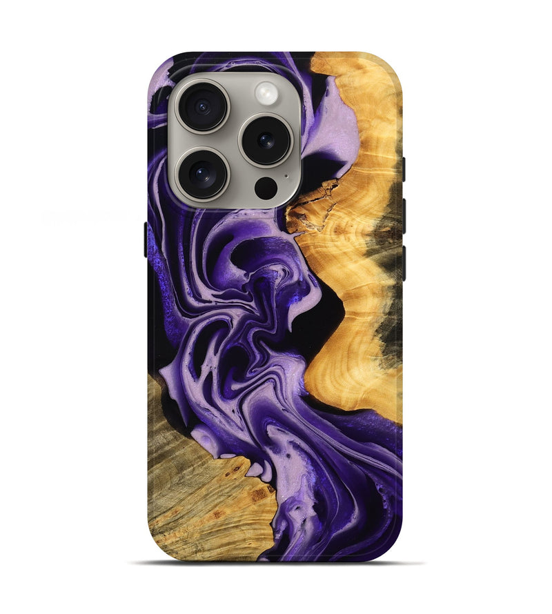 iPhone 16 Pro Wood Live Edge Phone Case - Vergie (Purple, 745285)