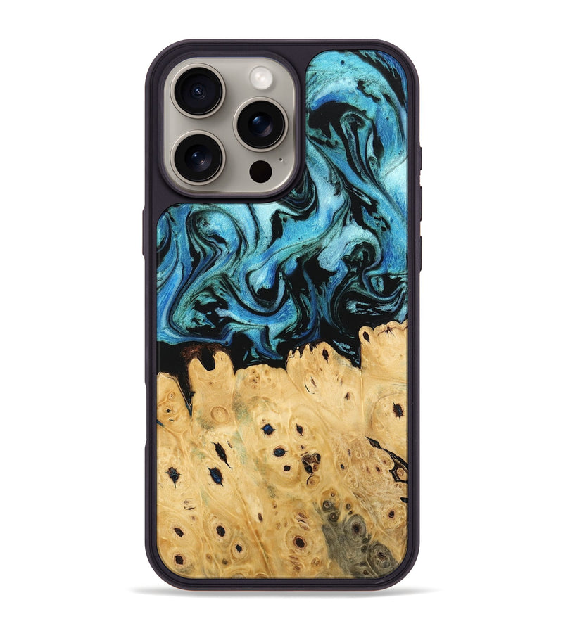 iPhone 16 Pro Max Wood Phone Case - Lynett (Blue, 745302)