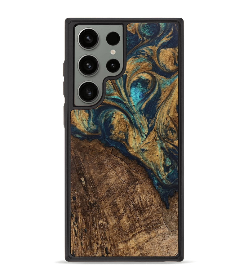 Galaxy S23 Ultra Wood Phone Case - Selah (Teal & Gold, 745576)