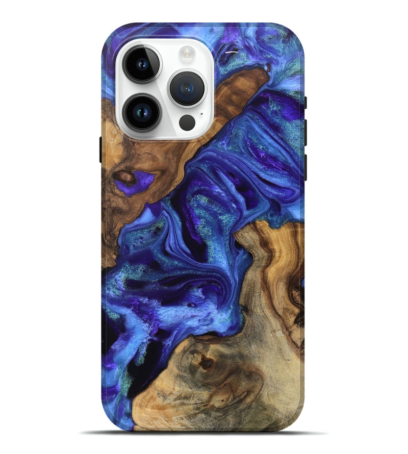 iPhone 15 Pro Max Wood Live Edge Phone Case - Golden (Purple, 745669)