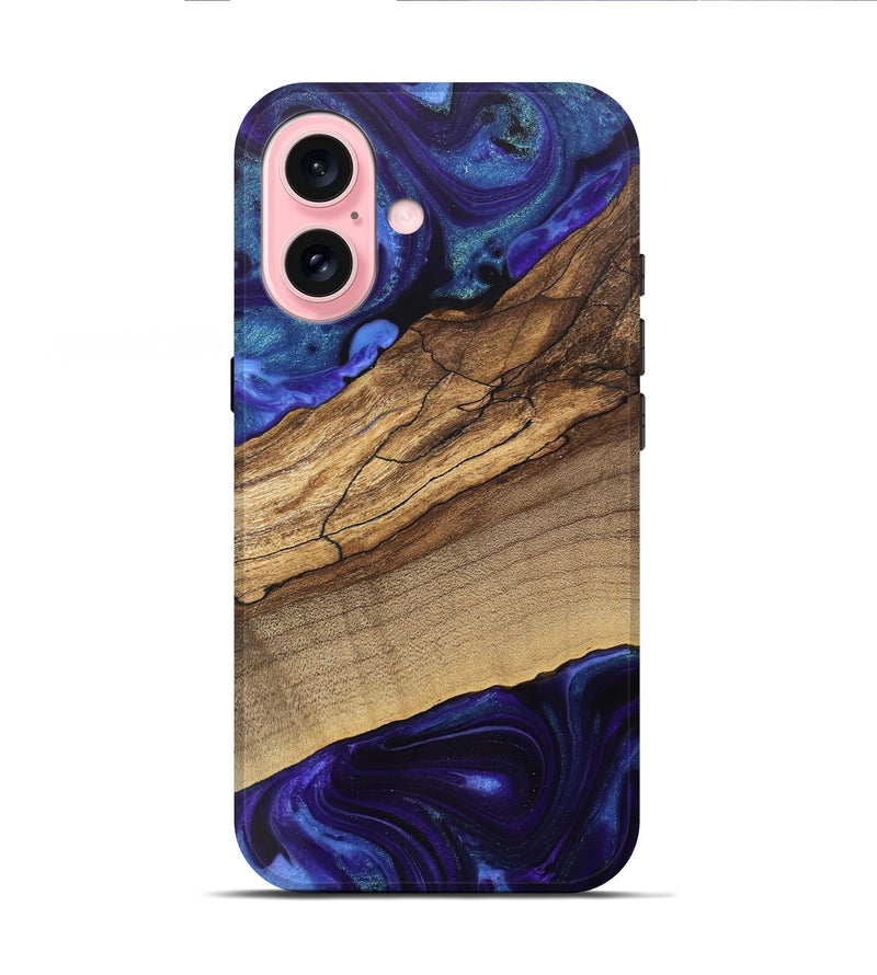 iPhone 16 Wood Live Edge Phone Case - Petra (Purple, 745672)