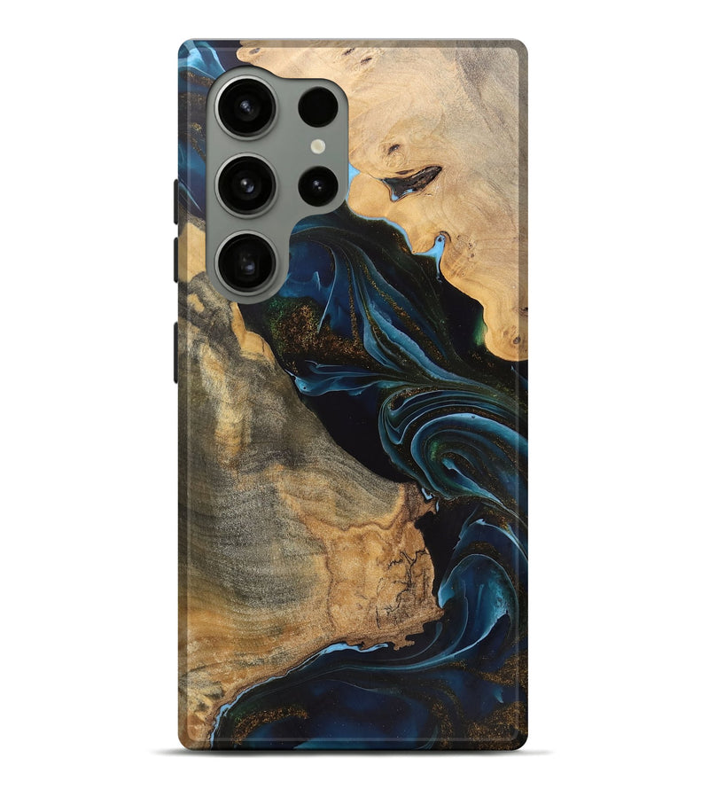 Galaxy S24 Ultra Wood Live Edge Phone Case - Arlo (Teal & Gold, 745675)