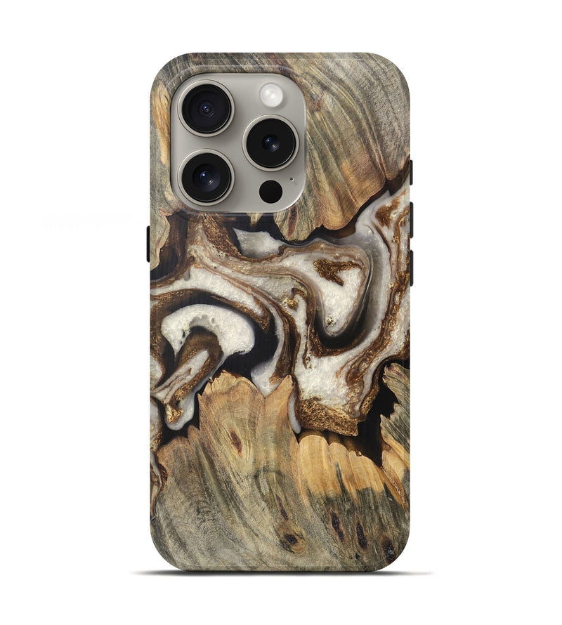 iPhone 16 Pro Wood Live Edge Phone Case - Claudie (Black & White, 745683)