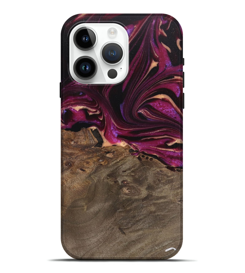 iPhone 15 Pro Max Wood Live Edge Phone Case - Ellen (Purple, 745689)