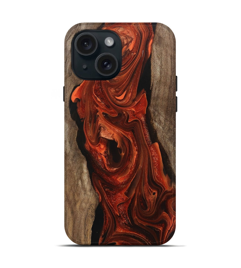 iPhone 15 Wood Live Edge Phone Case - Kiarra (Red, 745705)
