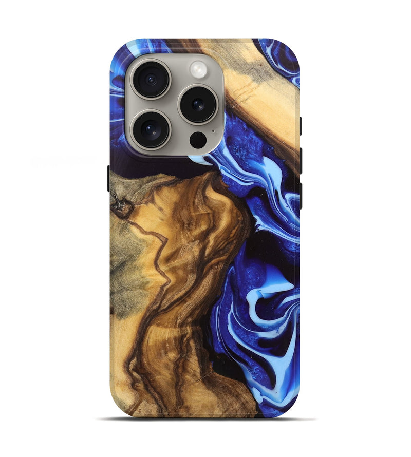 iPhone 16 Pro Wood Live Edge Phone Case - Dakota (Blue, 745711)