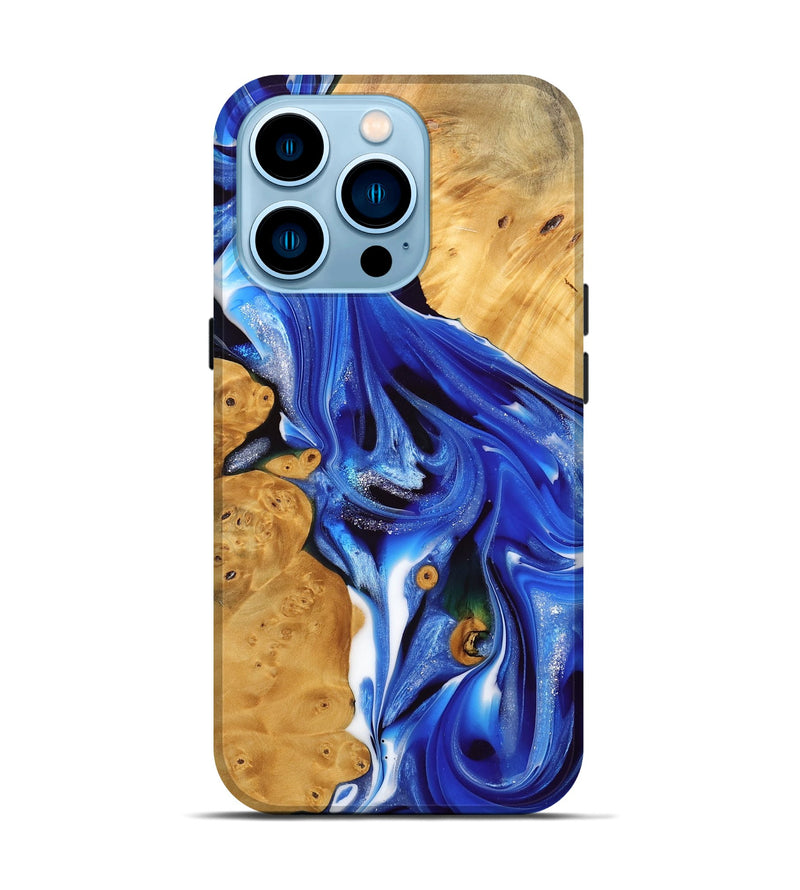 iPhone 14 Pro Wood Live Edge Phone Case - Lucca (Blue, 745718)