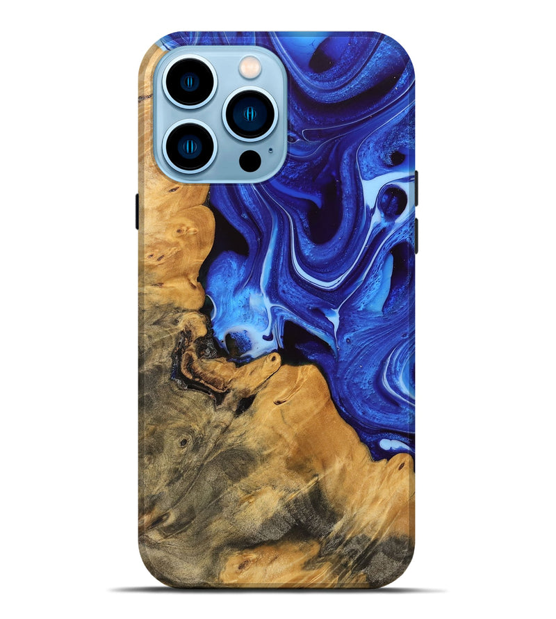 iPhone 14 Pro Max Wood Live Edge Phone Case - Alaia (Blue, 745723)