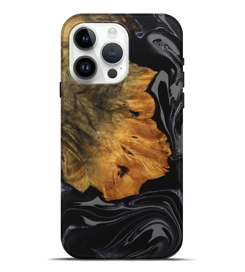 iPhone 15 Pro Max Wood Live Edge Phone Case - Destiny (Black & White, 745730)