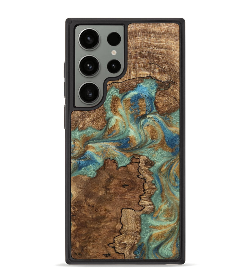 Galaxy S23 Ultra Wood Phone Case - Halley (Teal & Gold, 745770)