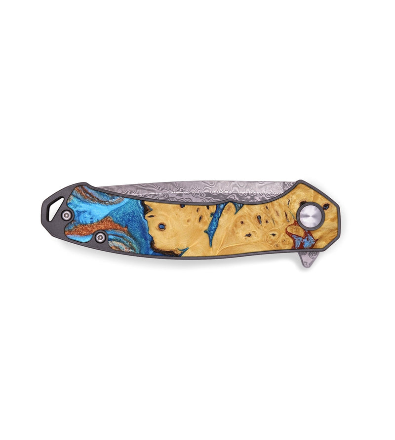 EDC Wood Pocket Knife - Katy (Teal & Gold, 746101)
