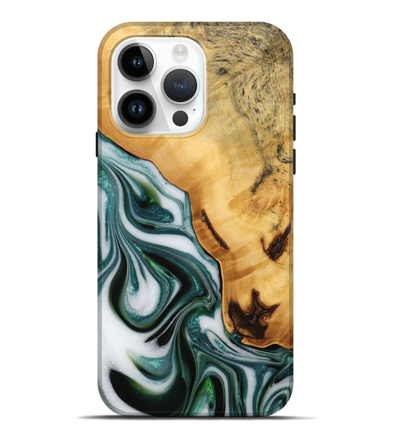 iPhone 15 Pro Max Wood Live Edge Phone Case - Adam (Green, 746293)
