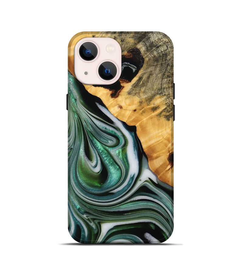 iPhone 13 mini Wood Live Edge Phone Case - Xyla (Green, 746297)