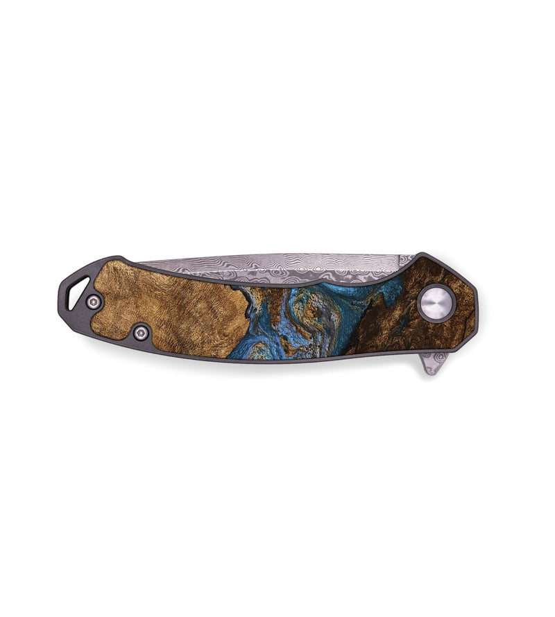 EDC Wood Pocket Knife - Titan (Teal & Gold, 746463)