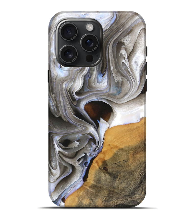 iPhone 16 Pro Max Wood Live Edge Phone Case - Scottie (Black & White, 746583)