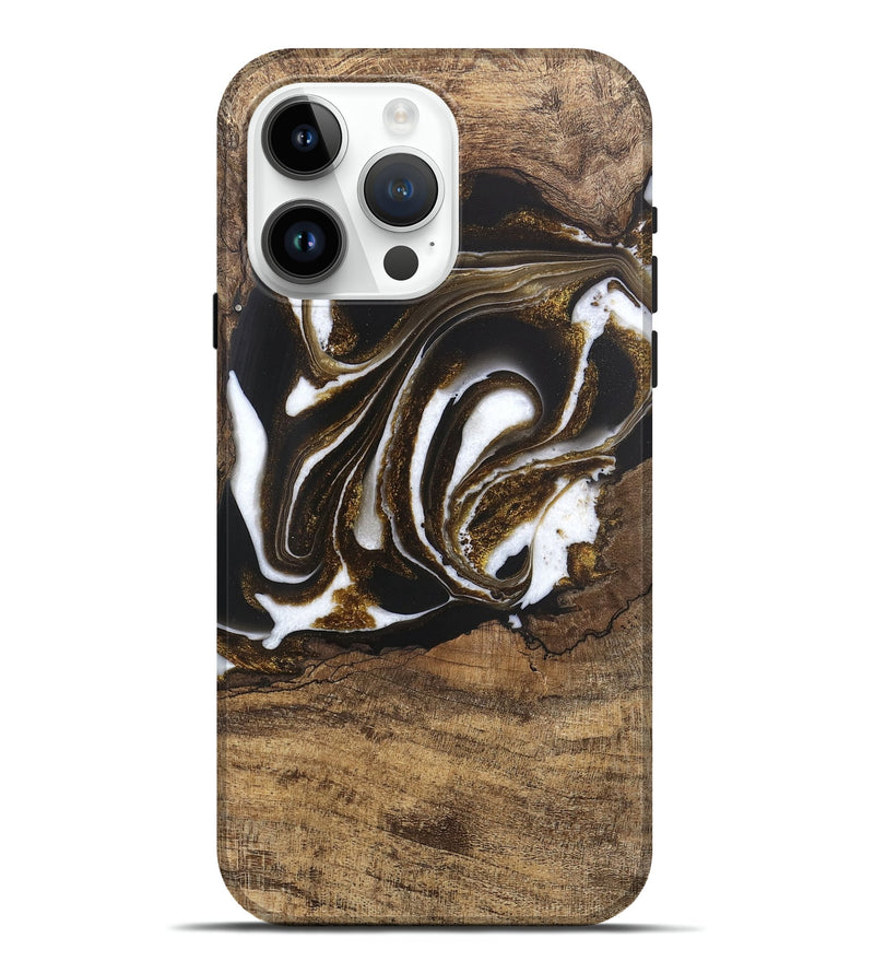 iPhone 15 Pro Max Wood Live Edge Phone Case - Kamryn (Black & White, 746584)
