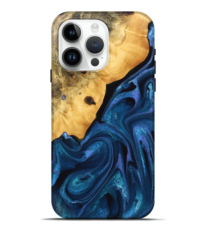 iPhone 15 Pro Max Wood Live Edge Phone Case - Skye (Blue, 746589)