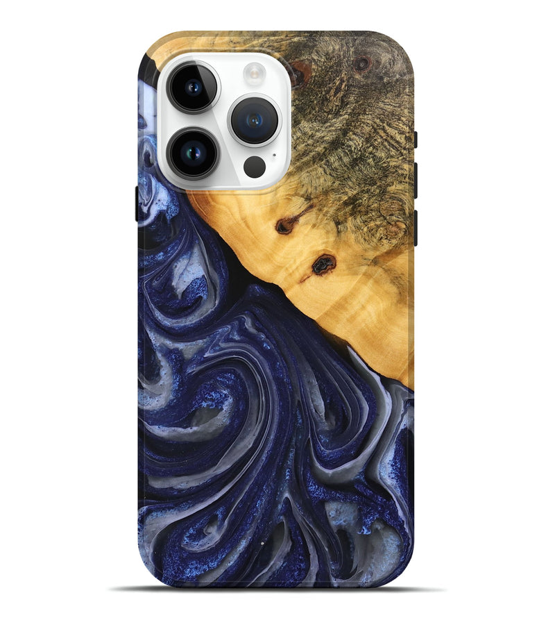 iPhone 15 Pro Max Wood Live Edge Phone Case - Erna (Blue, 746592)