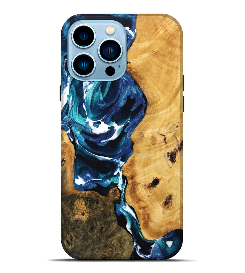 iPhone 14 Pro Max Wood Live Edge Phone Case - Dangelo (Blue, 746808)