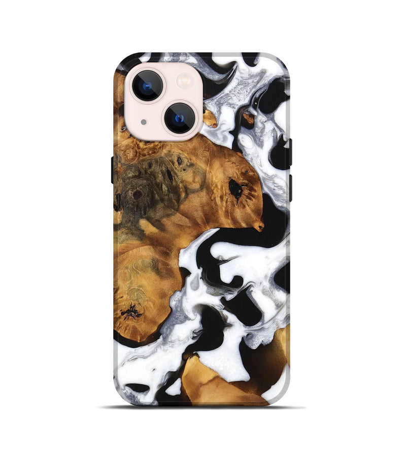 iPhone 13 mini Wood Live Edge Phone Case - Elias (Black & White, 747201)