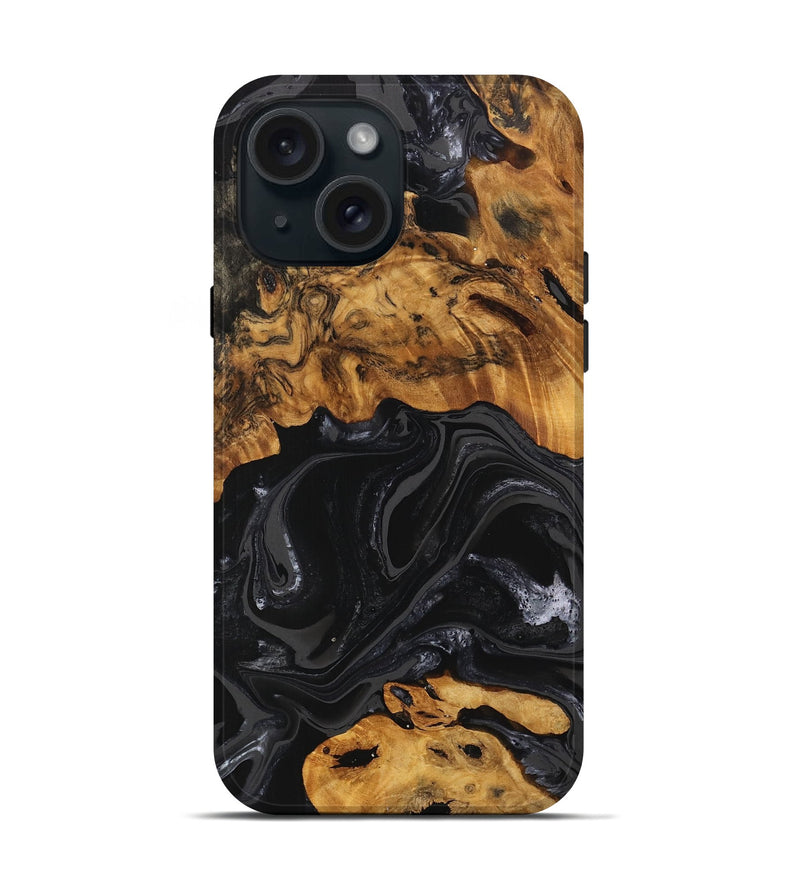 iPhone 15 Wood Live Edge Phone Case - Charli (Black & White, 747205)