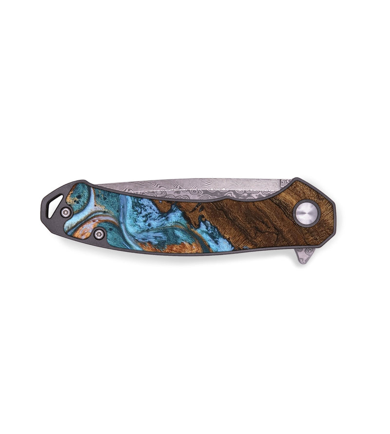 EDC Wood Pocket Knife - Marcel (Teal & Gold, 747322)