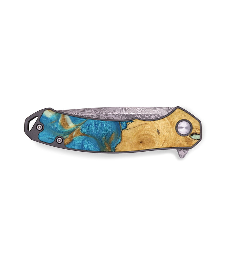 EDC Wood Pocket Knife - Kellan (Teal & Gold, 747354)
