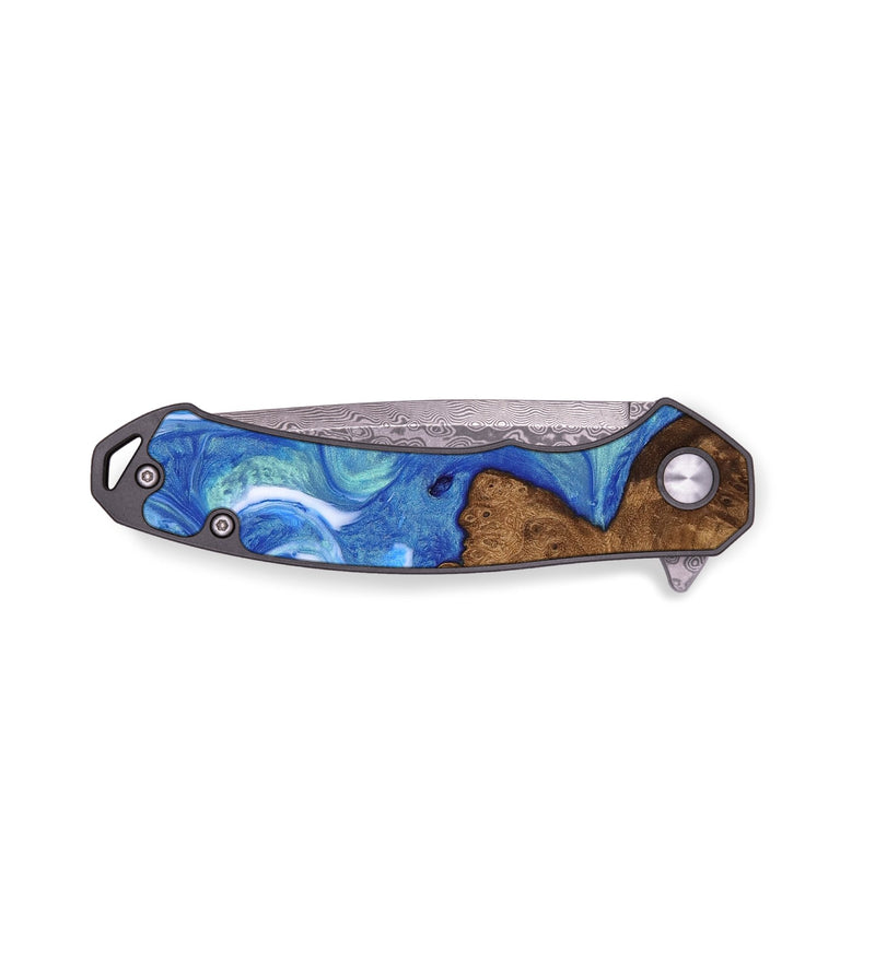 EDC Wood Pocket Knife - Scarlet (Blue, 747474)