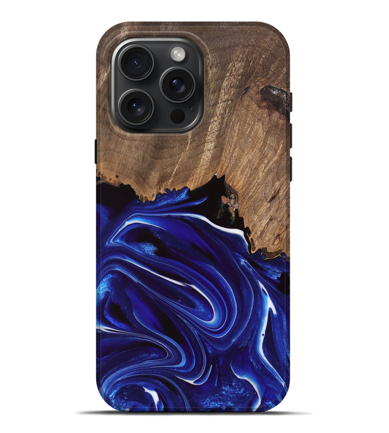 iPhone 16 Pro Max Wood Live Edge Phone Case - Maximo (Blue, 747486)
