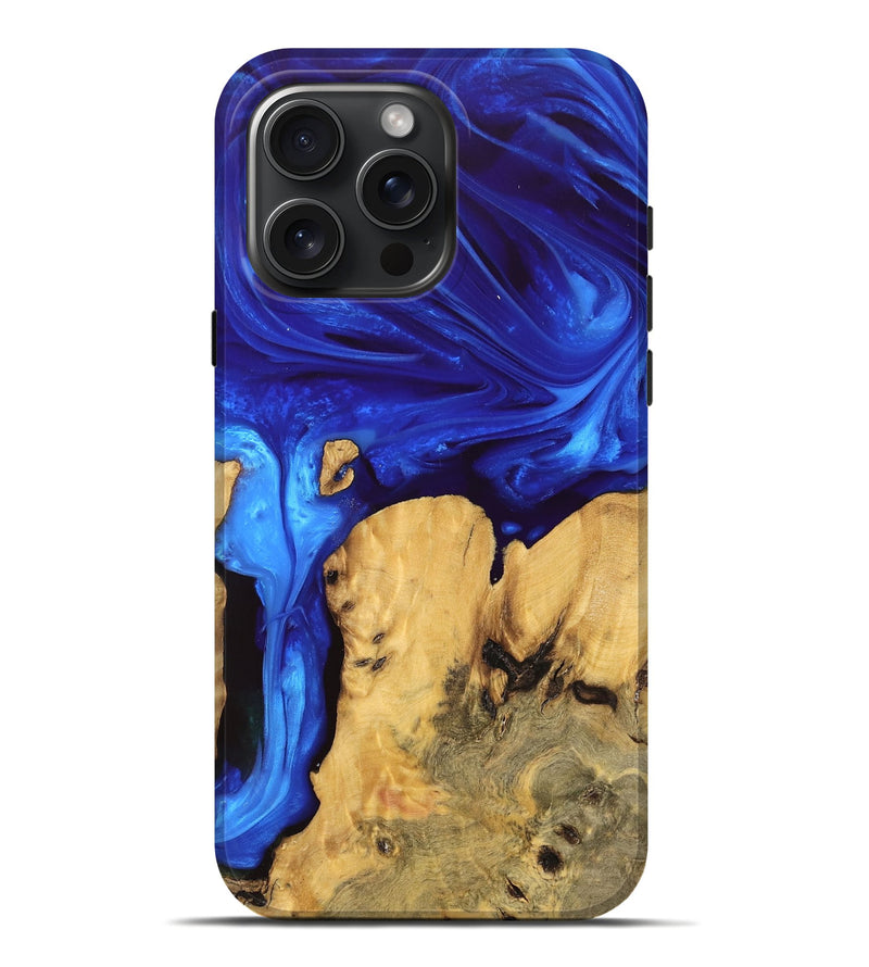 iPhone 16 Pro Max Wood Live Edge Phone Case - Lyndon (Blue, 747491)