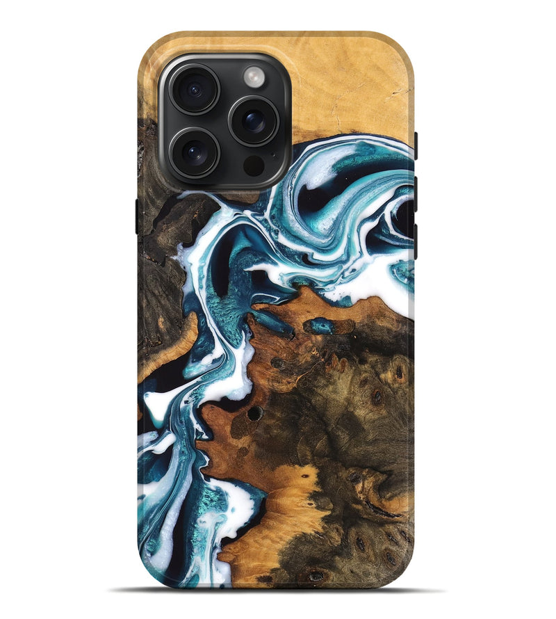 iPhone 16 Pro Max Wood Live Edge Phone Case - Vaughn (Blue, 747493)