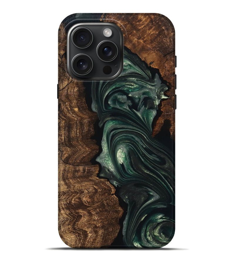 iPhone 16 Pro Max Wood Live Edge Phone Case - Ezra (Green, 747497)