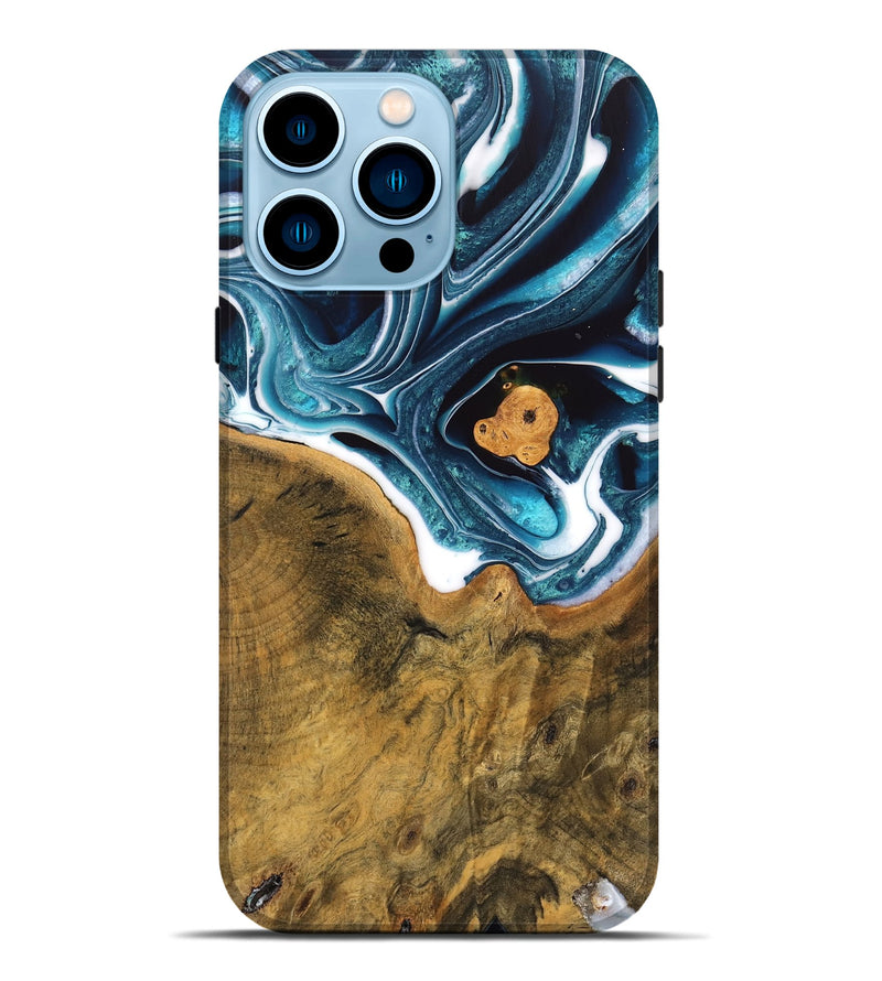 iPhone 14 Pro Max Wood Live Edge Phone Case - Ben (Blue, 747508)