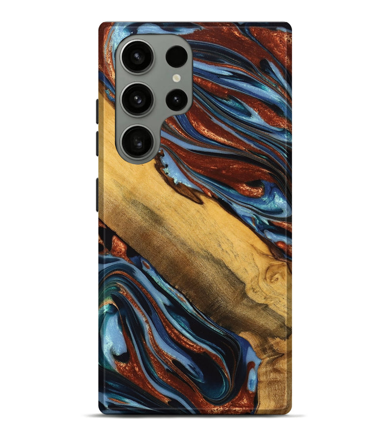 Galaxy S23 Ultra Wood Live Edge Phone Case - Lowell (Teal & Gold, 747560)