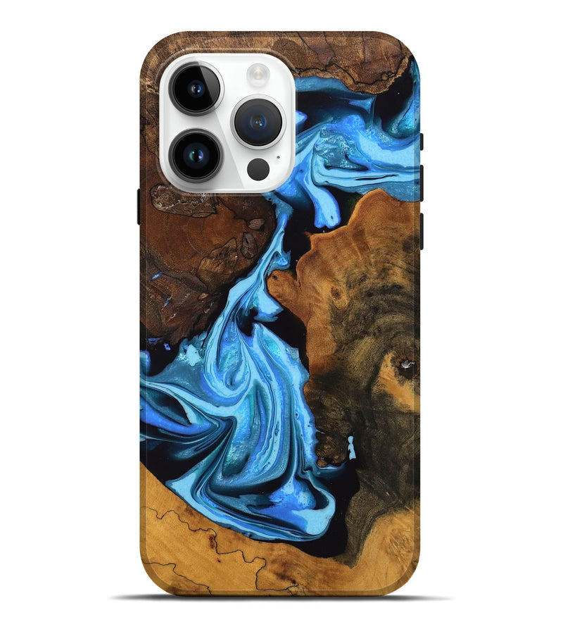 iPhone 15 Pro Max Wood Live Edge Phone Case - Allan (Blue, 747572)
