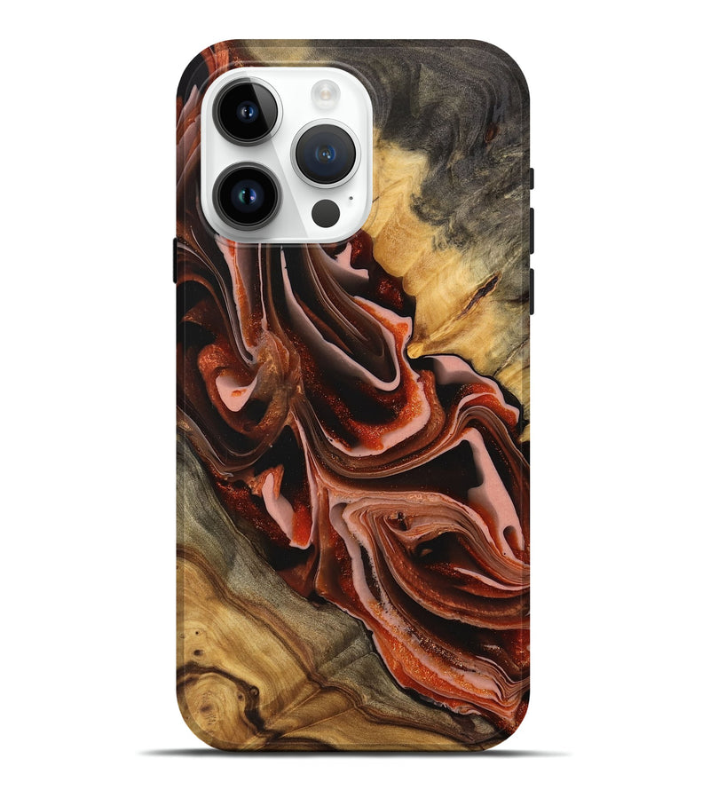 iPhone 15 Pro Max Wood Live Edge Phone Case - Loren (Red, 747575)
