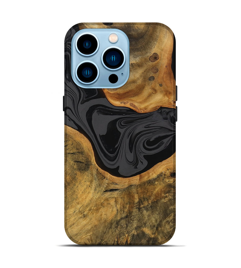 iPhone 14 Pro Wood Live Edge Phone Case - Lailah (Black & White, 747583)