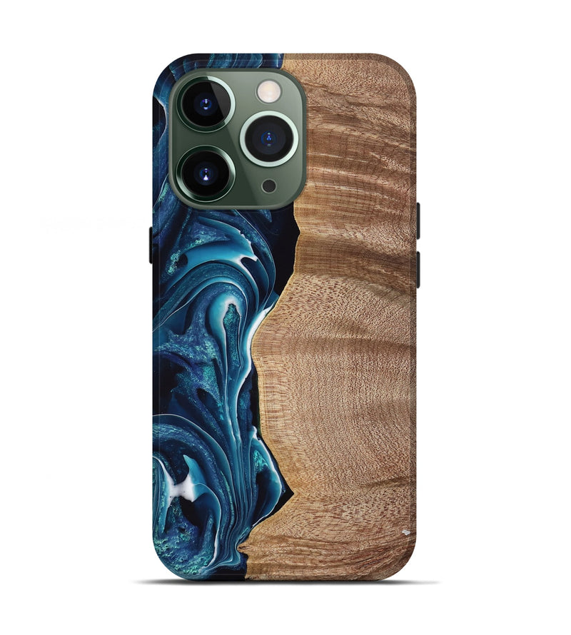 iPhone 13 Pro Wood Live Edge Phone Case - Marcelo (Blue, 747590)