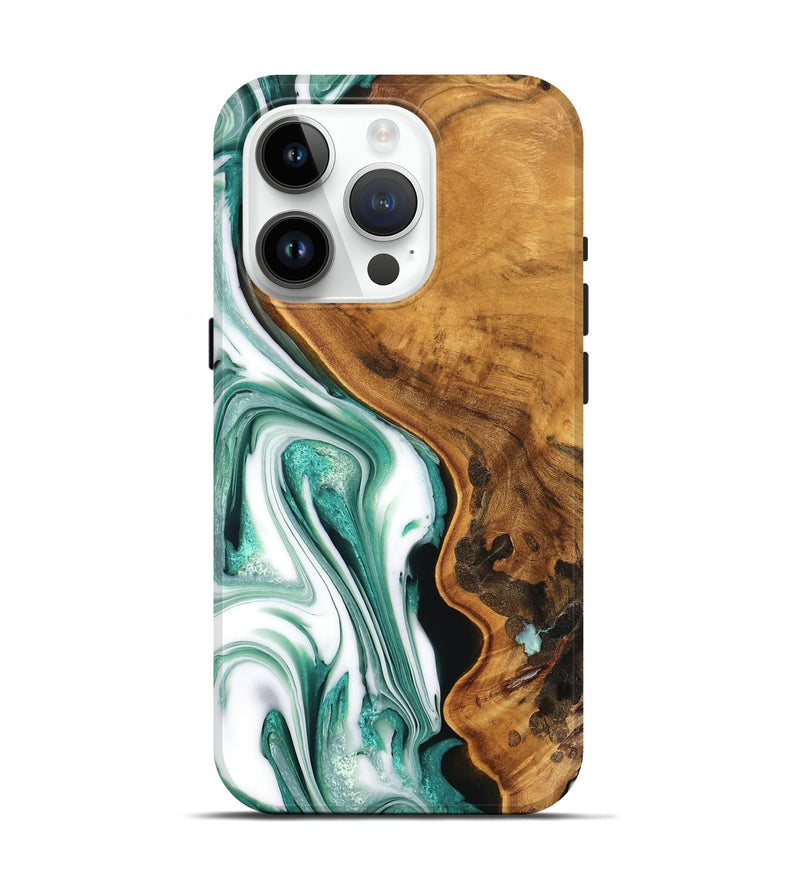 iPhone 15 Pro Wood Live Edge Phone Case - Patti (Green, 747599)