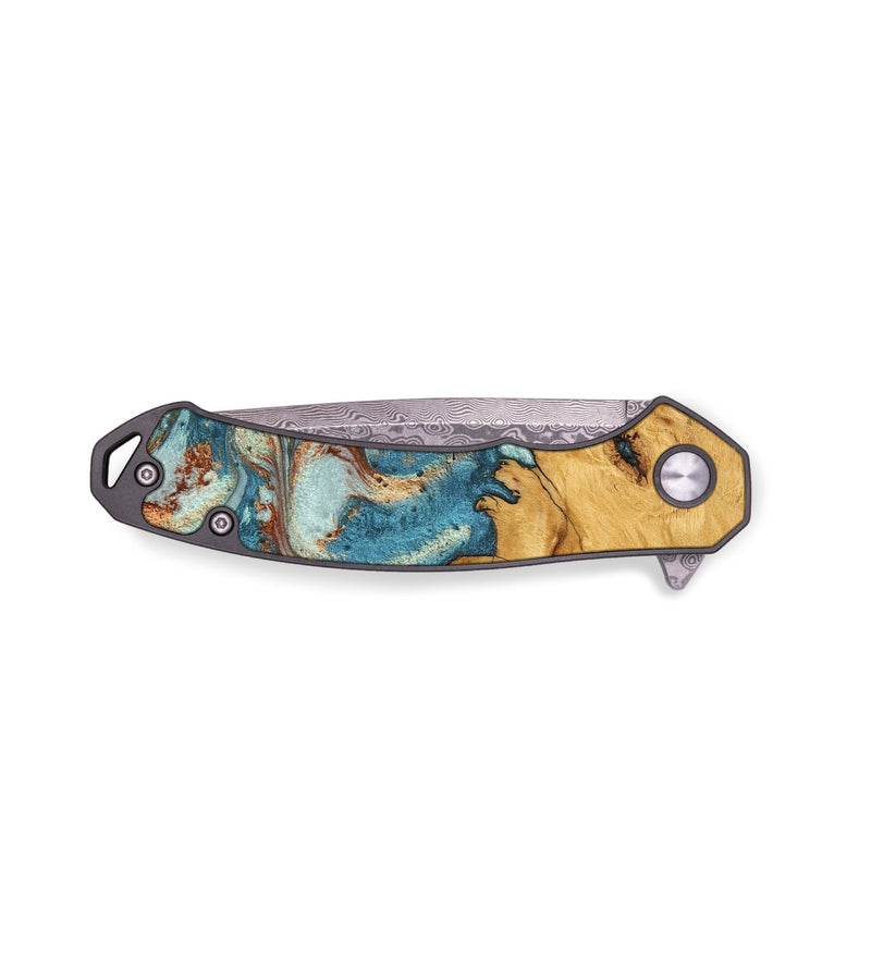 EDC Wood Pocket Knife - Keshawn (Teal & Gold, 747770)
