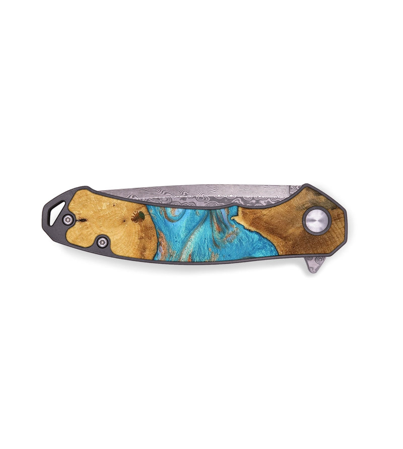 EDC Wood Pocket Knife - Jed (Teal & Gold, 747772)