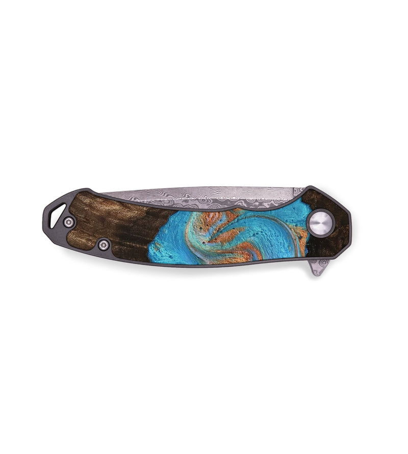 EDC Wood Pocket Knife - Osvaldo (Teal & Gold, 747775)