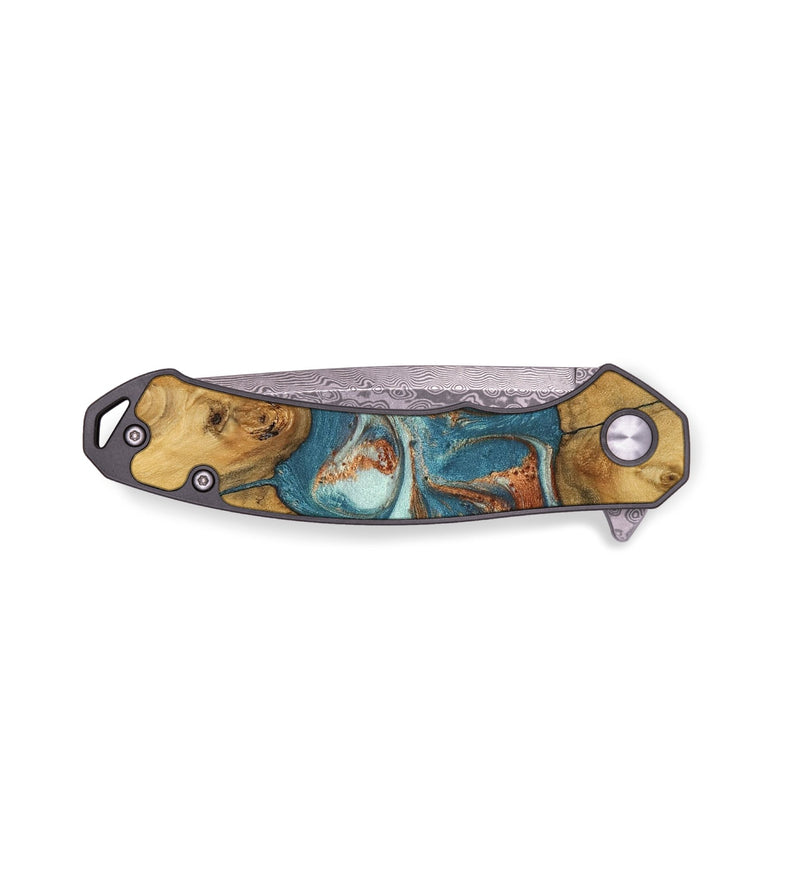 EDC Wood Pocket Knife - Luella (Teal & Gold, 747784)